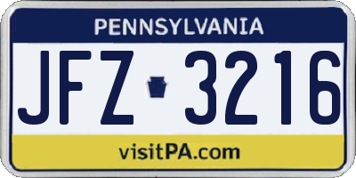 PA license plate JFZ3216