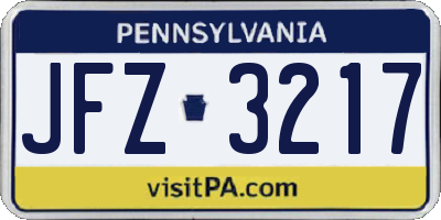 PA license plate JFZ3217