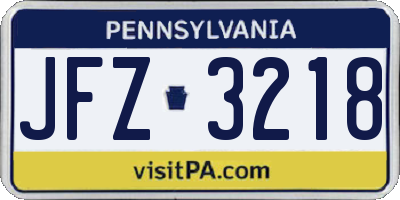 PA license plate JFZ3218