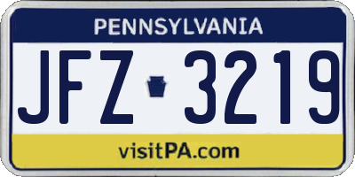 PA license plate JFZ3219