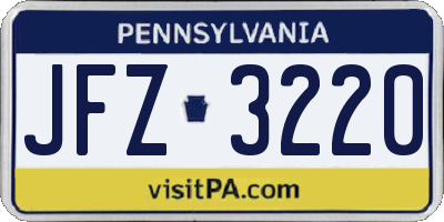 PA license plate JFZ3220