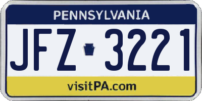PA license plate JFZ3221