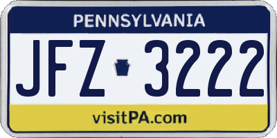 PA license plate JFZ3222