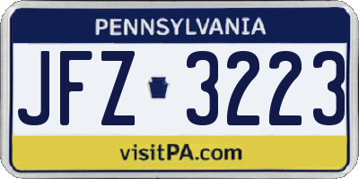 PA license plate JFZ3223