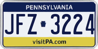 PA license plate JFZ3224