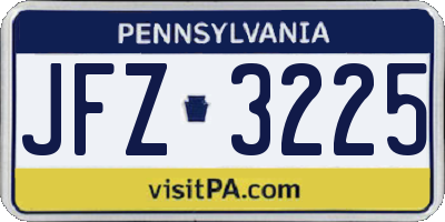 PA license plate JFZ3225