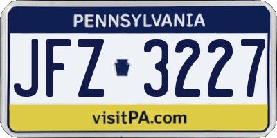 PA license plate JFZ3227