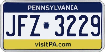 PA license plate JFZ3229