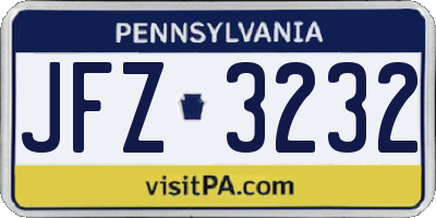 PA license plate JFZ3232