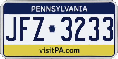 PA license plate JFZ3233