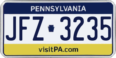 PA license plate JFZ3235