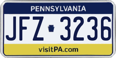 PA license plate JFZ3236