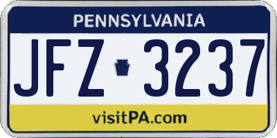 PA license plate JFZ3237