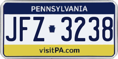 PA license plate JFZ3238