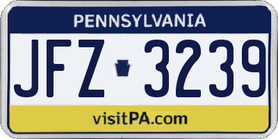 PA license plate JFZ3239