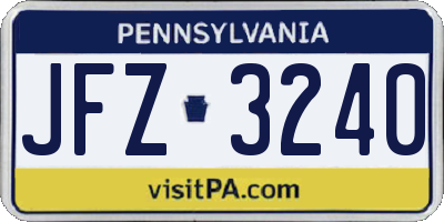 PA license plate JFZ3240