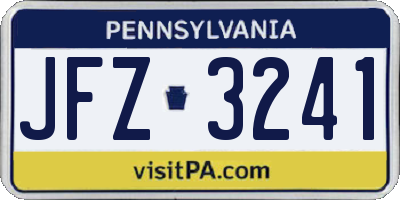 PA license plate JFZ3241