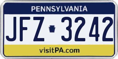 PA license plate JFZ3242