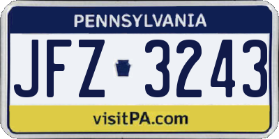 PA license plate JFZ3243
