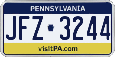 PA license plate JFZ3244