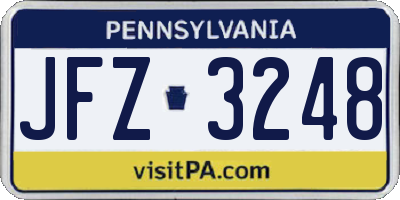 PA license plate JFZ3248