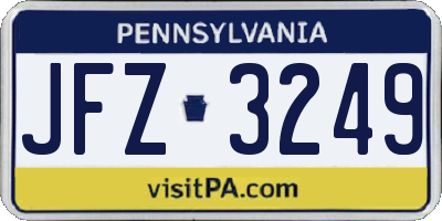 PA license plate JFZ3249