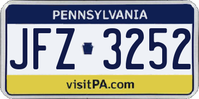 PA license plate JFZ3252