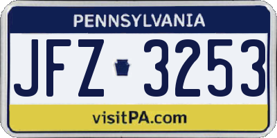 PA license plate JFZ3253