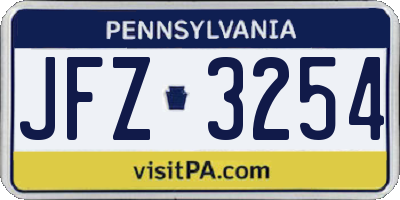PA license plate JFZ3254