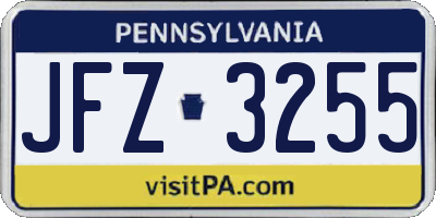 PA license plate JFZ3255