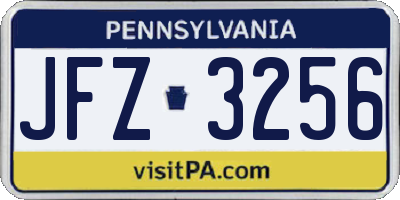 PA license plate JFZ3256
