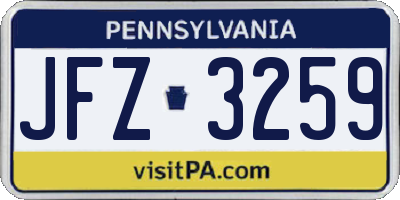PA license plate JFZ3259
