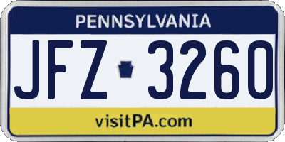 PA license plate JFZ3260