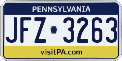 PA license plate JFZ3263
