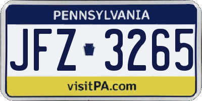 PA license plate JFZ3265