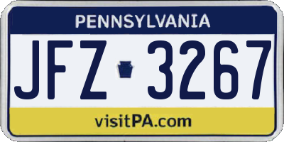 PA license plate JFZ3267