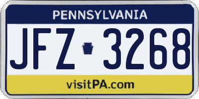 PA license plate JFZ3268