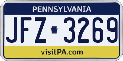 PA license plate JFZ3269