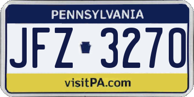 PA license plate JFZ3270