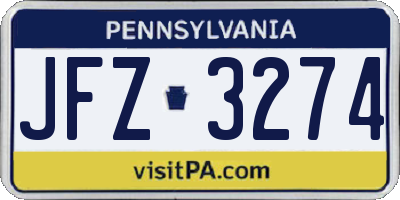PA license plate JFZ3274