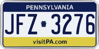 PA license plate JFZ3276
