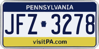 PA license plate JFZ3278