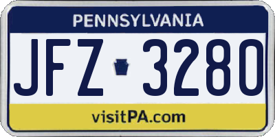 PA license plate JFZ3280