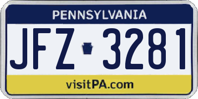 PA license plate JFZ3281