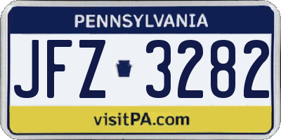 PA license plate JFZ3282