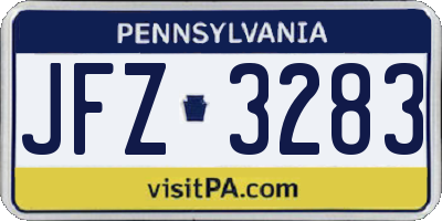 PA license plate JFZ3283