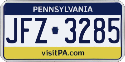 PA license plate JFZ3285