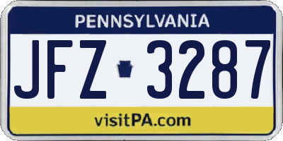 PA license plate JFZ3287
