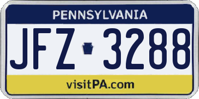 PA license plate JFZ3288