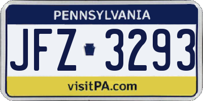 PA license plate JFZ3293